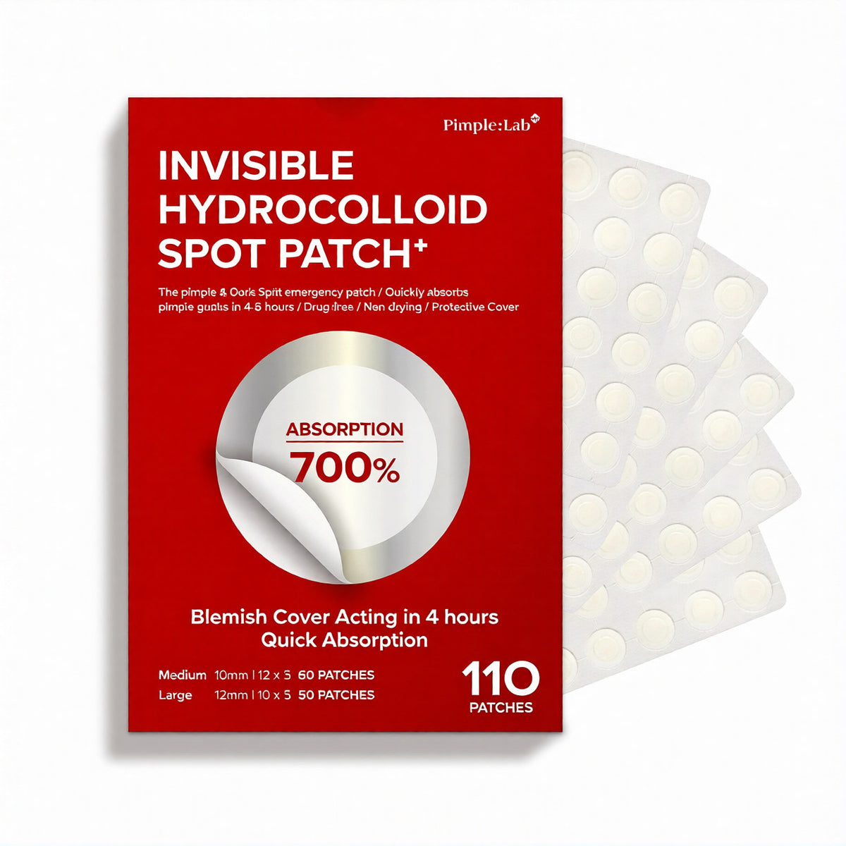 Pimple Lab Invisible Hydrocolloid Spot Patch / Pimple Patch (110 Patches)